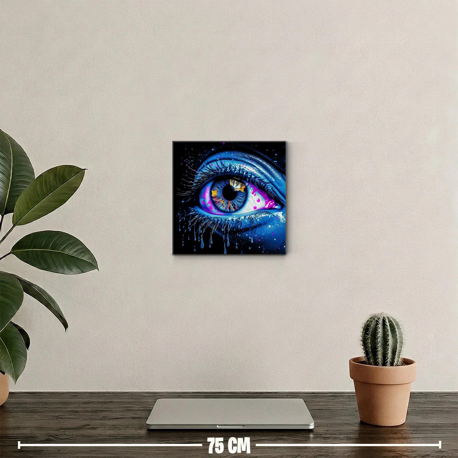 Impactante mirada con vibrantes tonos azules y detalles fluorescentes — miniatura 2