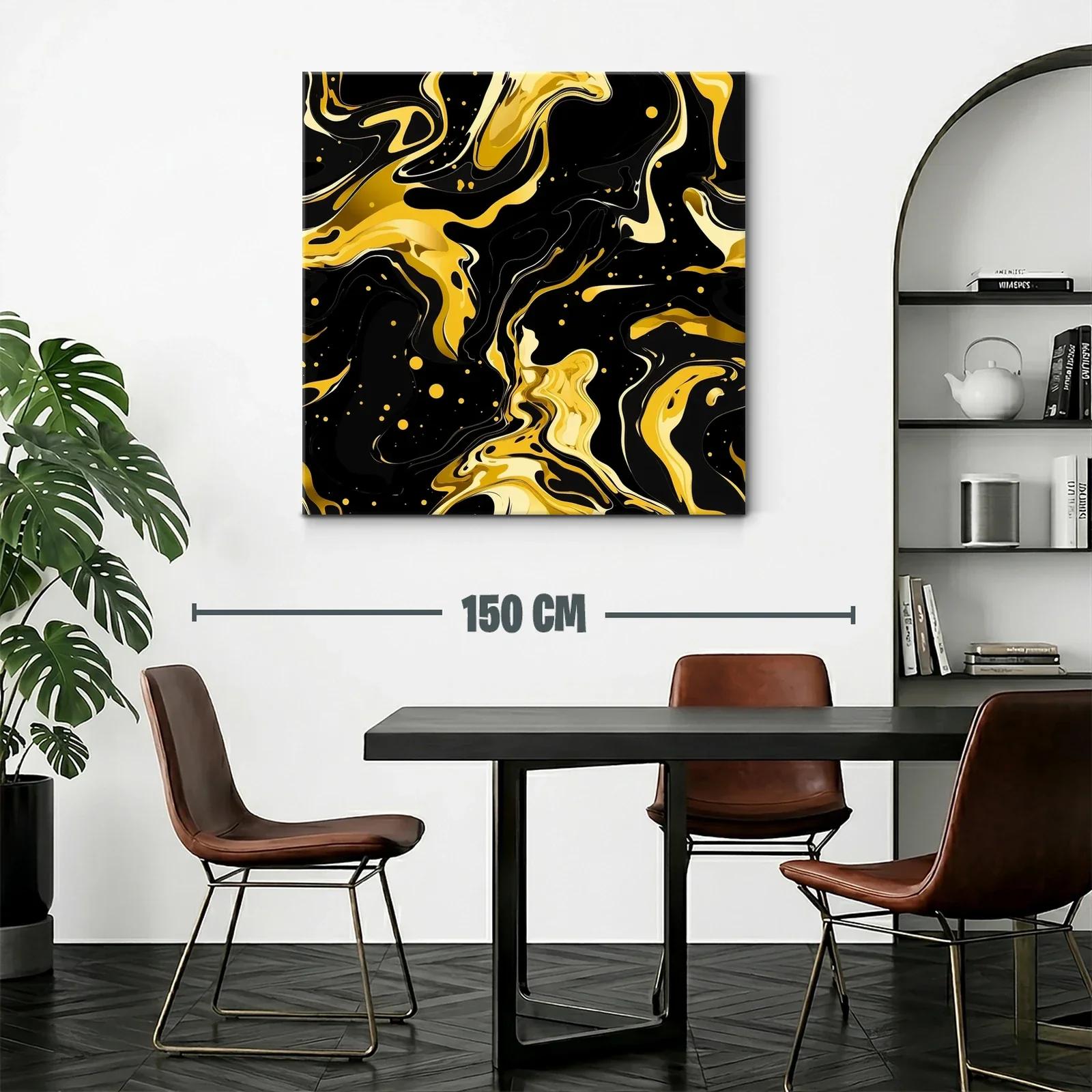 Abstracto dinámico en tonos dorados y negro brillante — miniatura 2