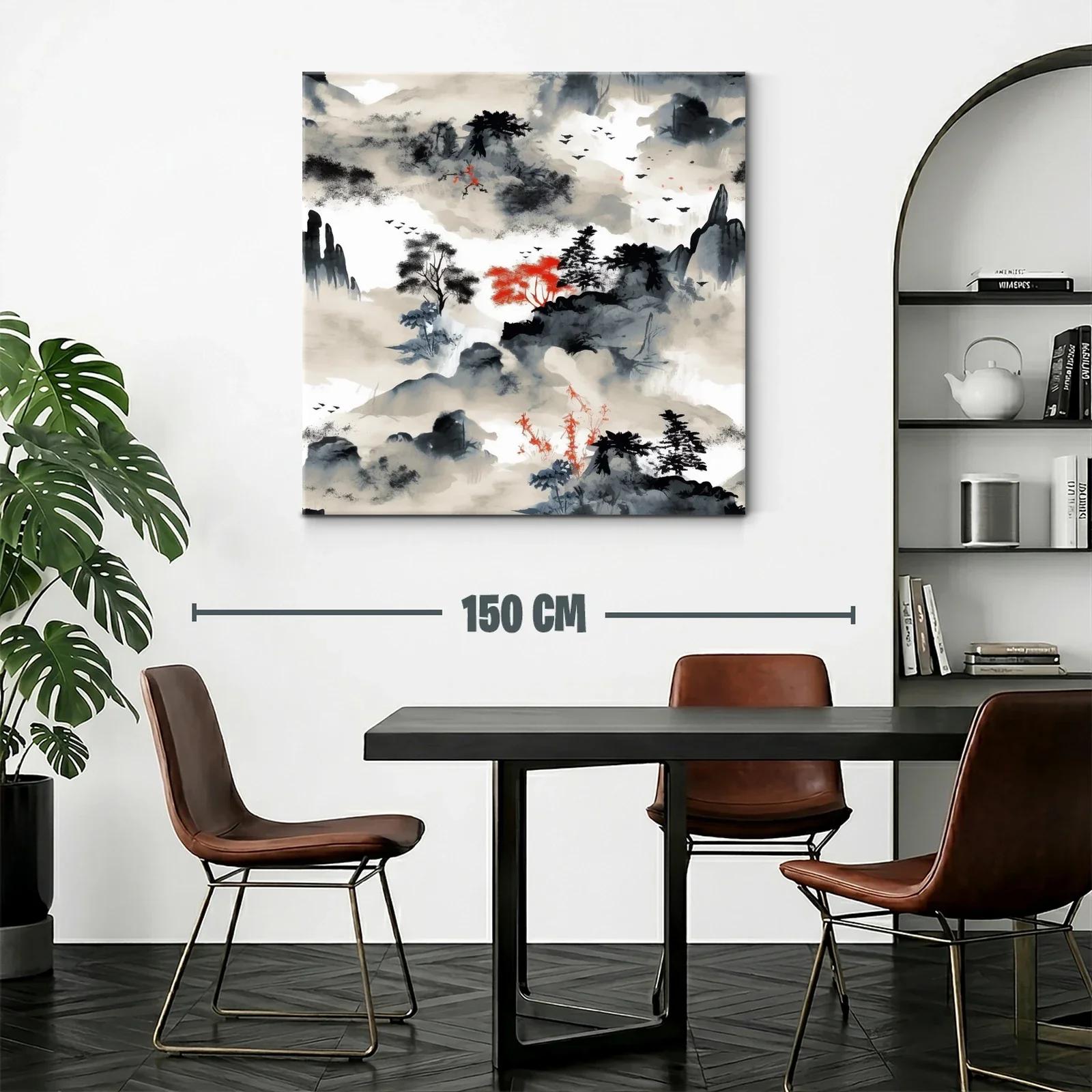 Paisaje zen con toques rojos y grises intensos — miniatura 2