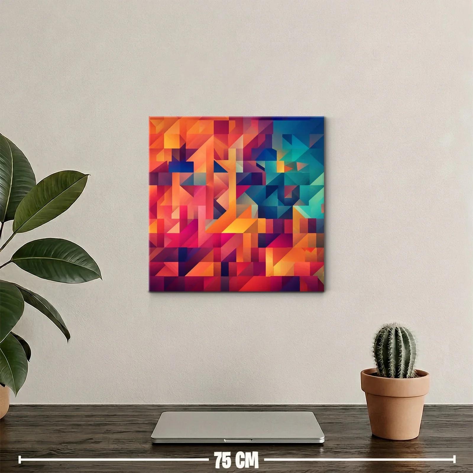 Cuadro abstracto con vibrantes tonos cálidos y fríos — miniatura 2