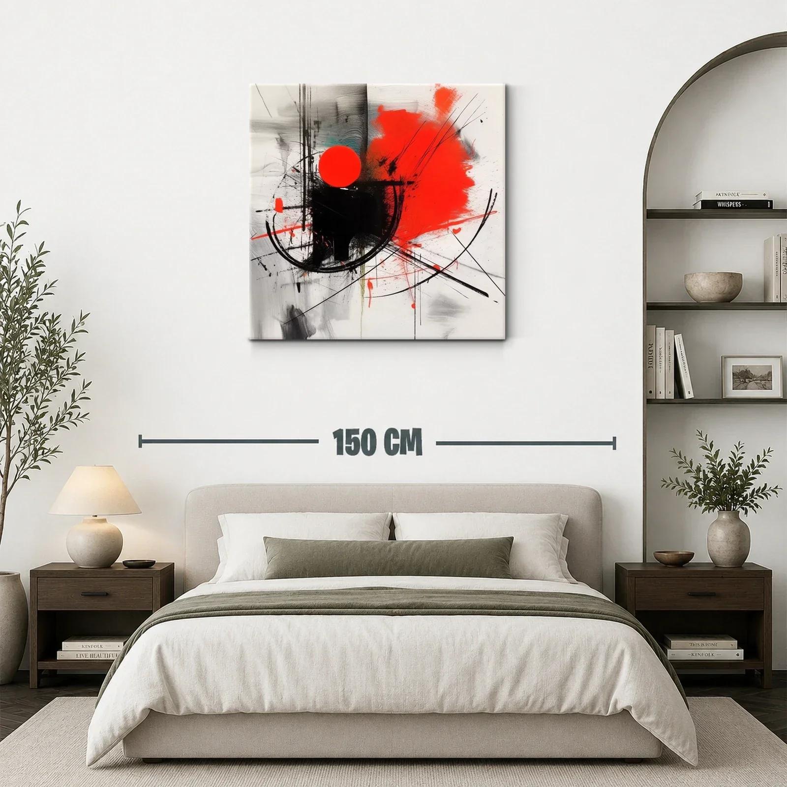 Composición abstracta con círculos rojos y trazos dinámicos — miniatura 3