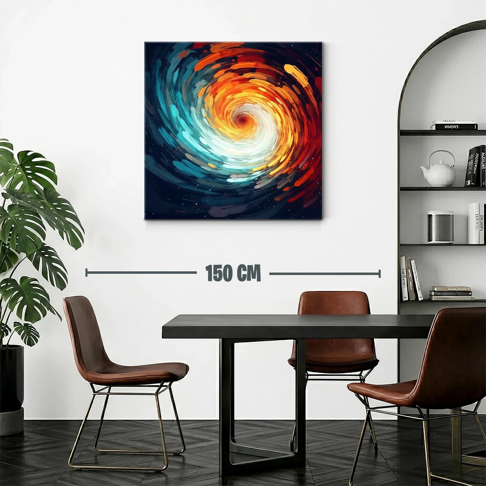 Cuadro abstracto espiral con tonos cálidos y fríos intensos — miniatura 2