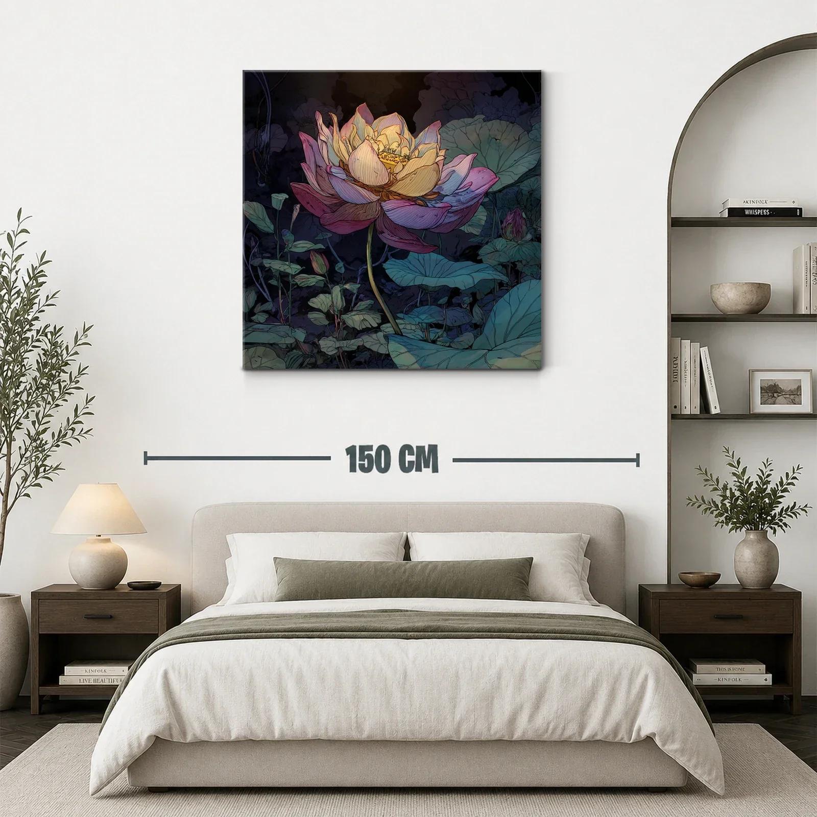 Flor luminosa entre hojas verdes en ambiente nocturno — miniatura 3