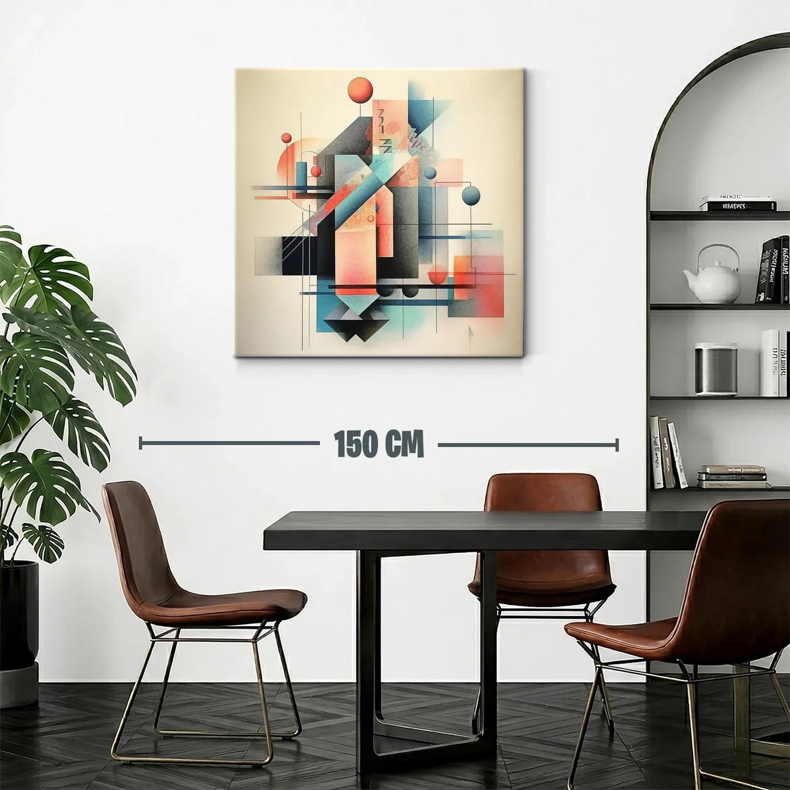 Composición geométrica abstracta en tonos cálidos y fríos — miniatura 2