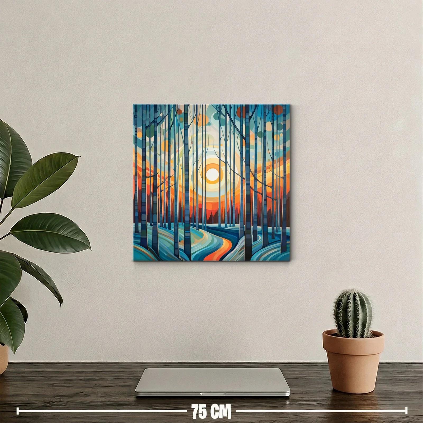 Paisaje forestal abstracto con luz cálida al amanecer — miniatura 2