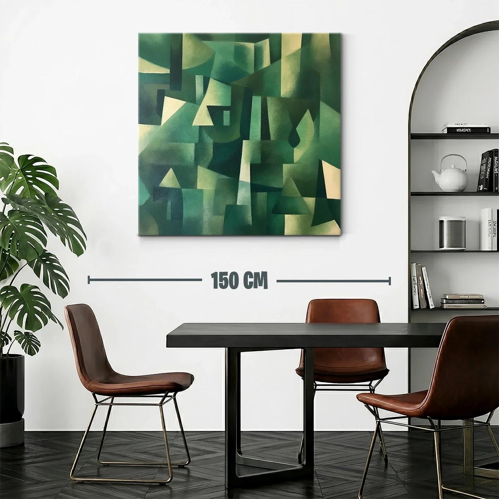 Composición abstracta con tonos verdes y formas geométricas — miniatura 2