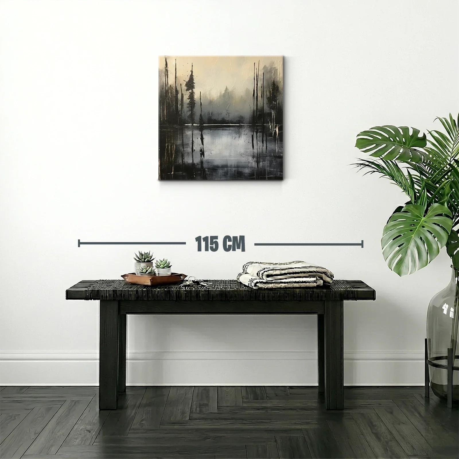 Paisaje abstracto en tonos grises y negros con reflejos — miniatura 2