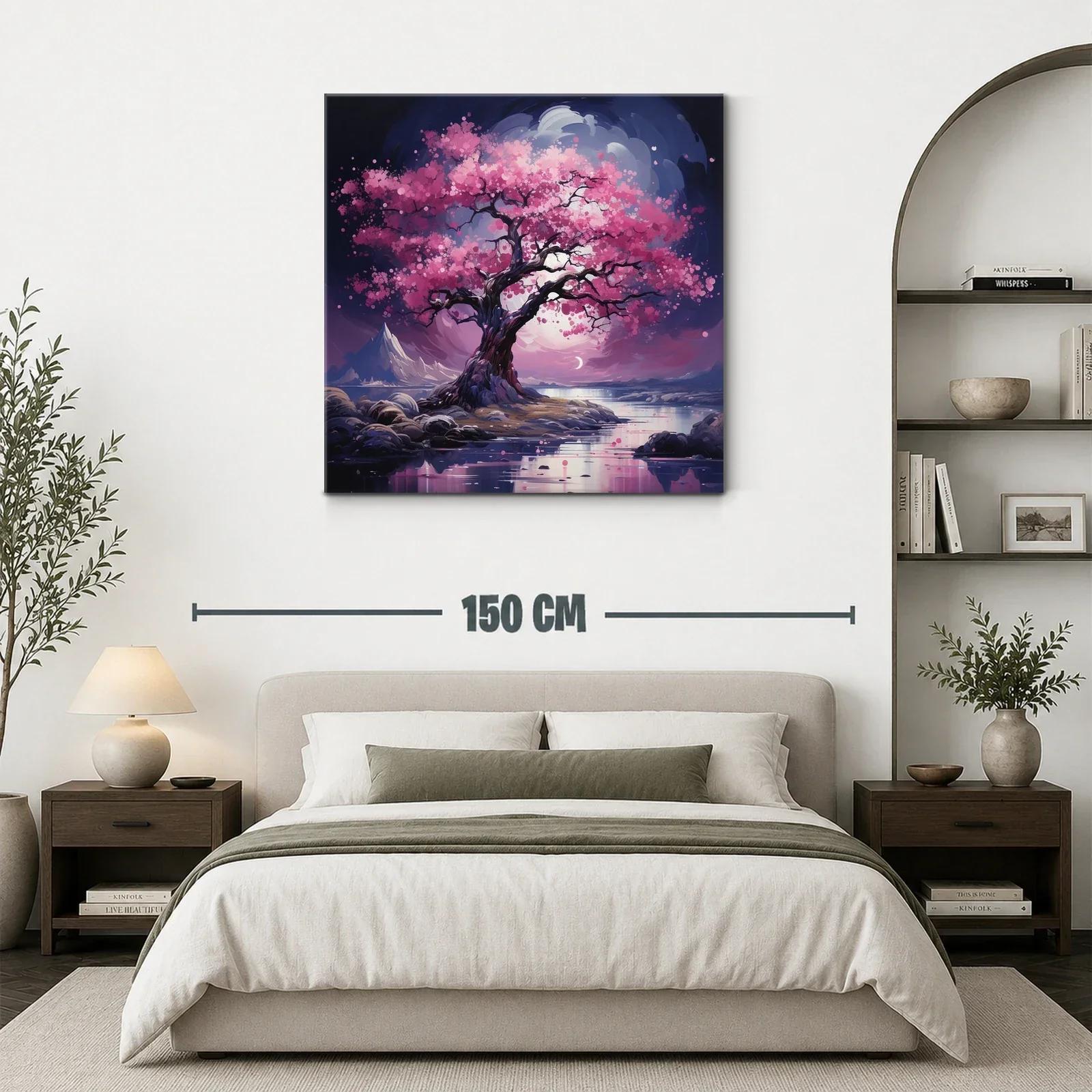 Árbol de Cerezo en Flor con Reflejos Nocturnos — miniatura 3