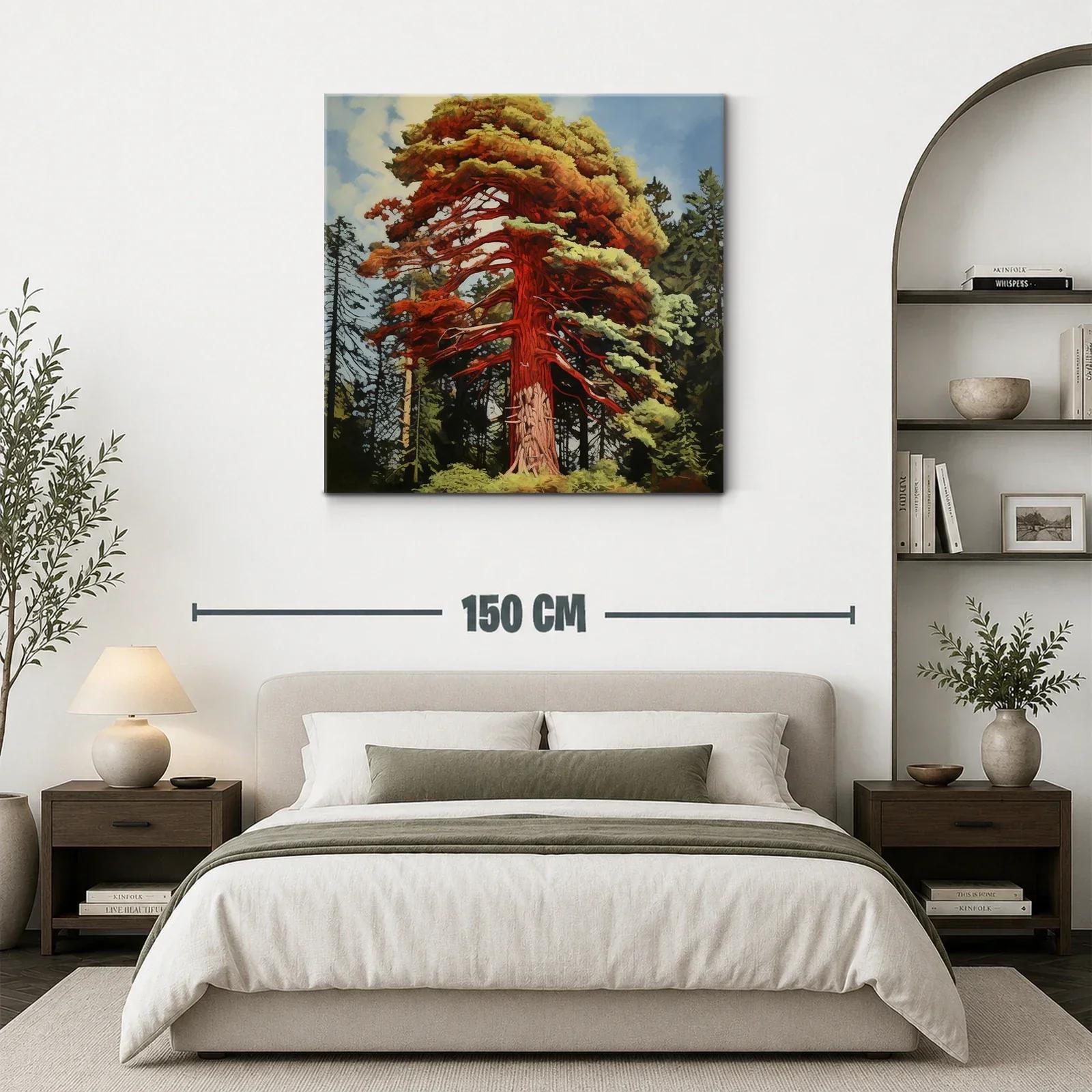 Imponente árbol rojo en bosque natural vibrante — miniatura 3