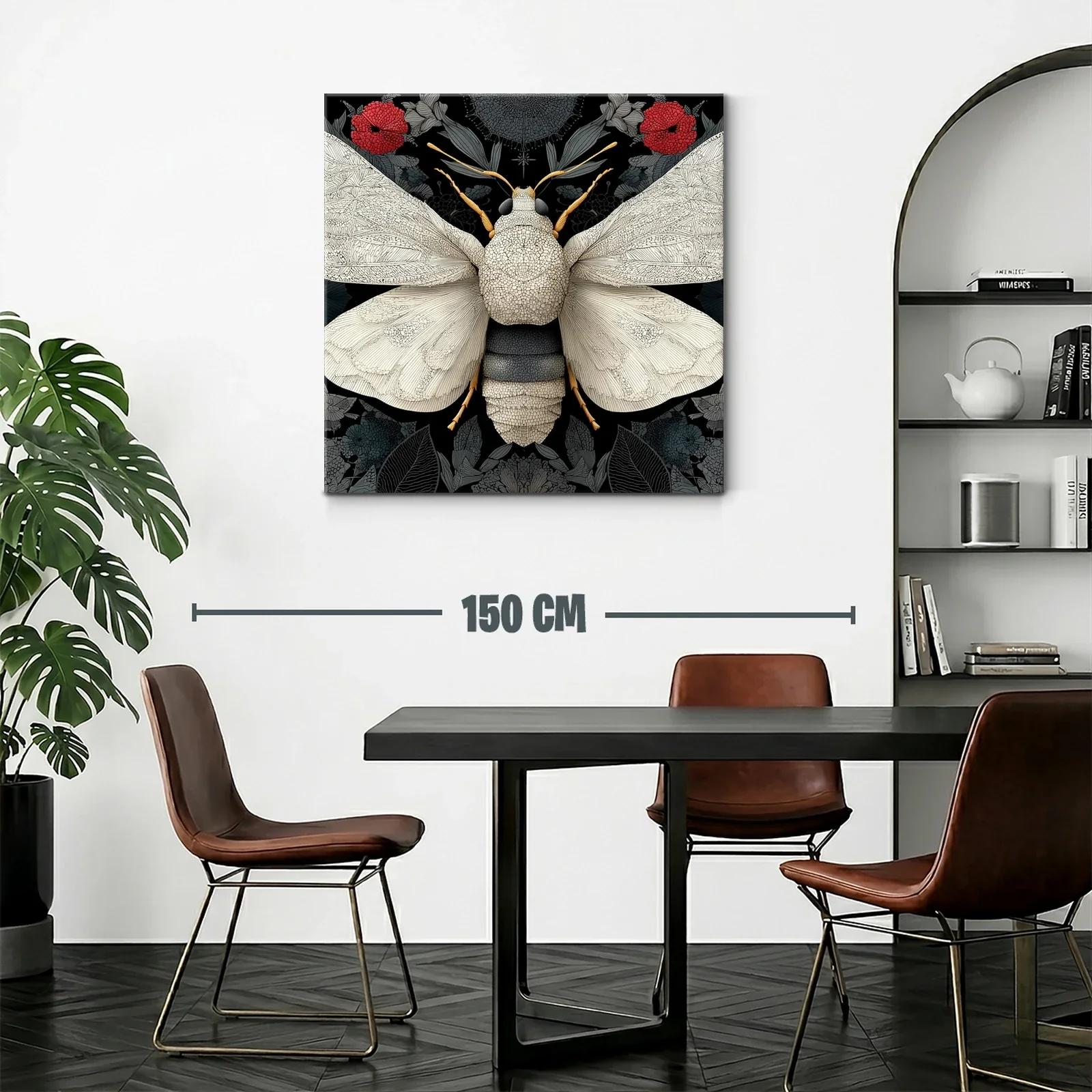 Mariposa Blanca sobre Fondo Floral en Tonos Oscuros — miniatura 2