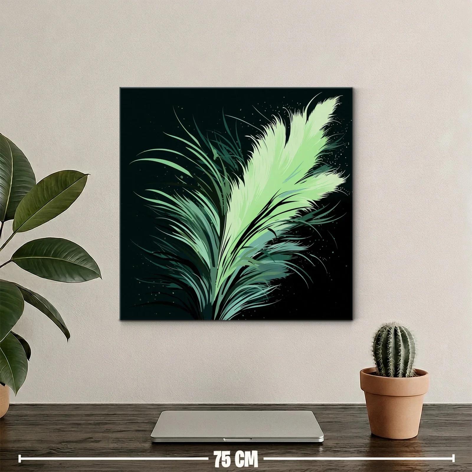 Pluma Verde en Movimiento sobre Fondo Oscuro — miniatura 2
