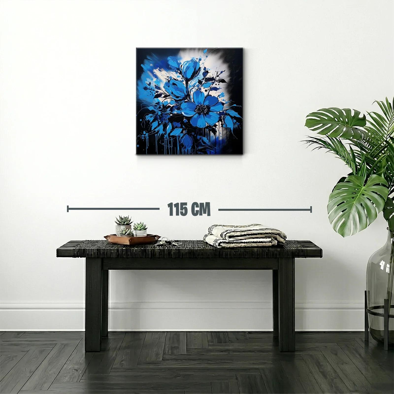 Flores azules vibrantes en contraste oscuro — miniatura 2