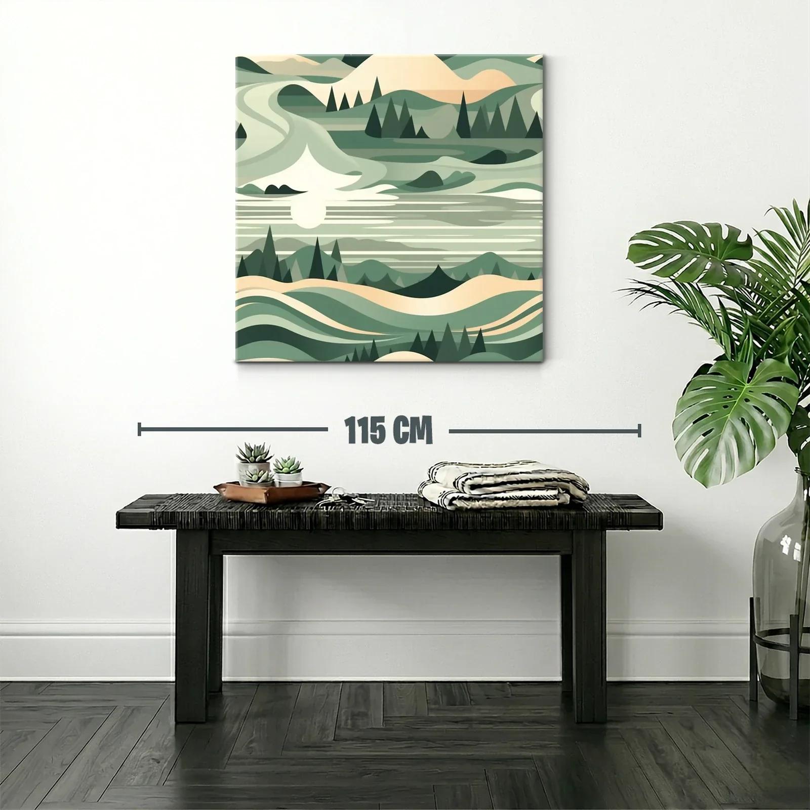 Paisaje abstracto en tonos verdes y beige — miniatura 2