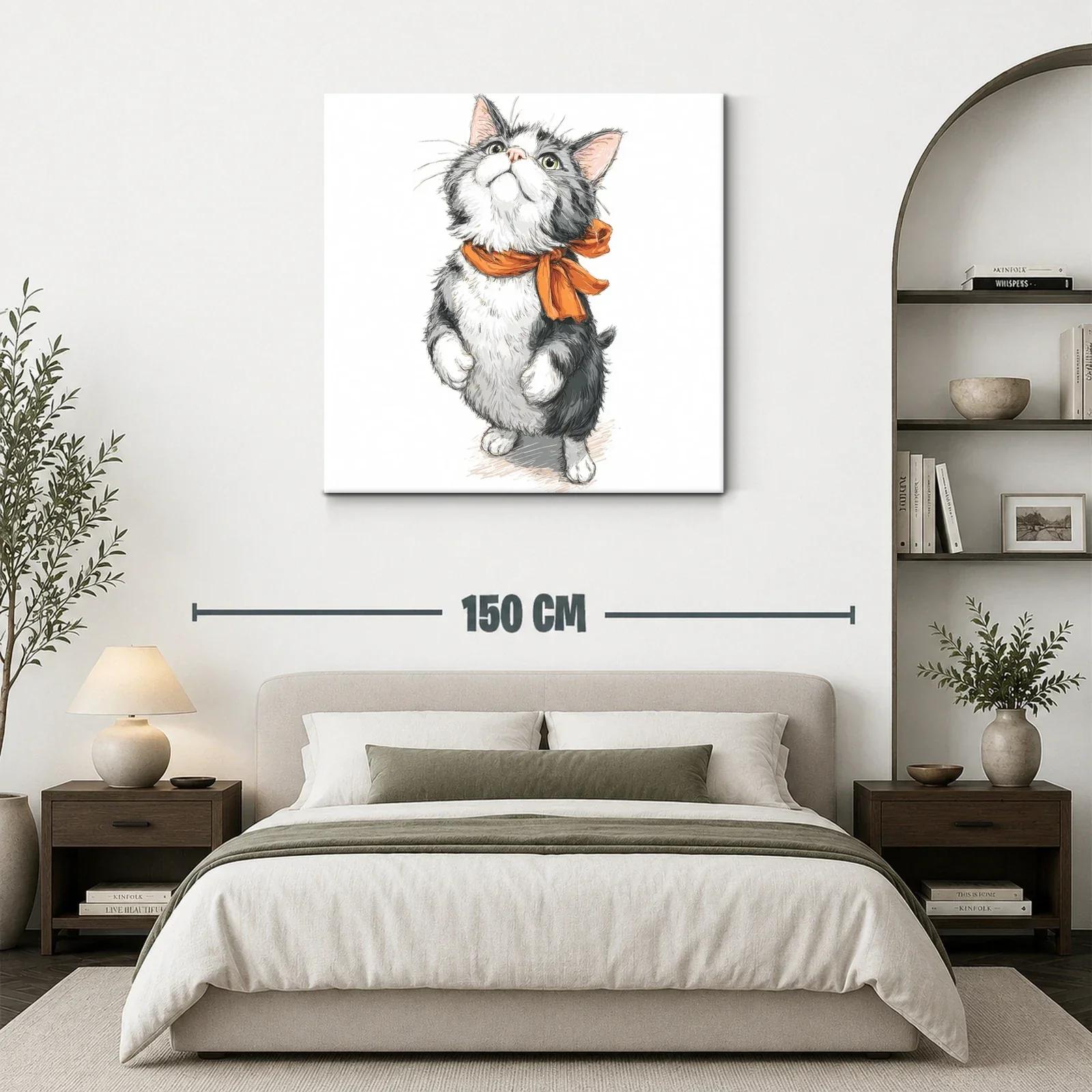 Tierno gato con pañuelo naranja en pose dulce y juguetona — miniatura 3
