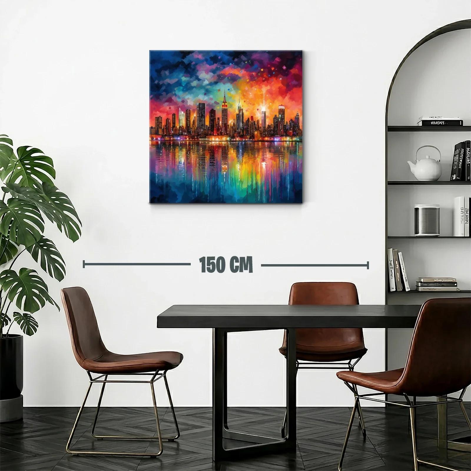 Atardecer vibrante reflejado sobre la ciudad iluminada — miniatura 2