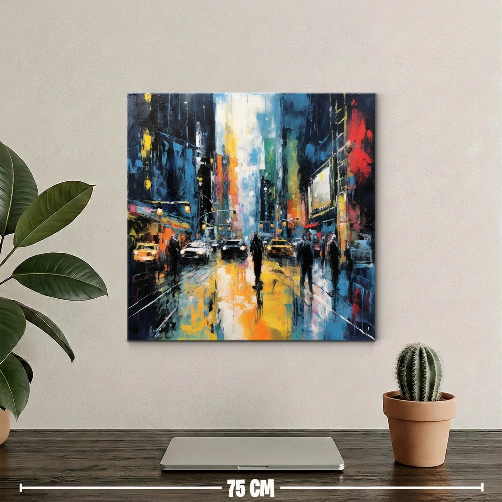 Vibrante ciudad nocturna con reflejos en calles mojadas — miniatura 2