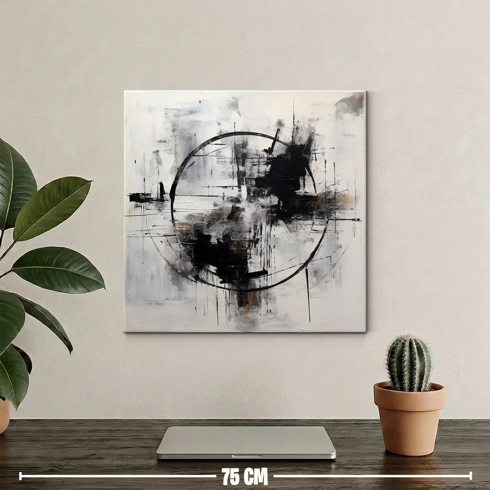 Cuadro abstracto con formas circulares y tonos neutros — miniatura 2