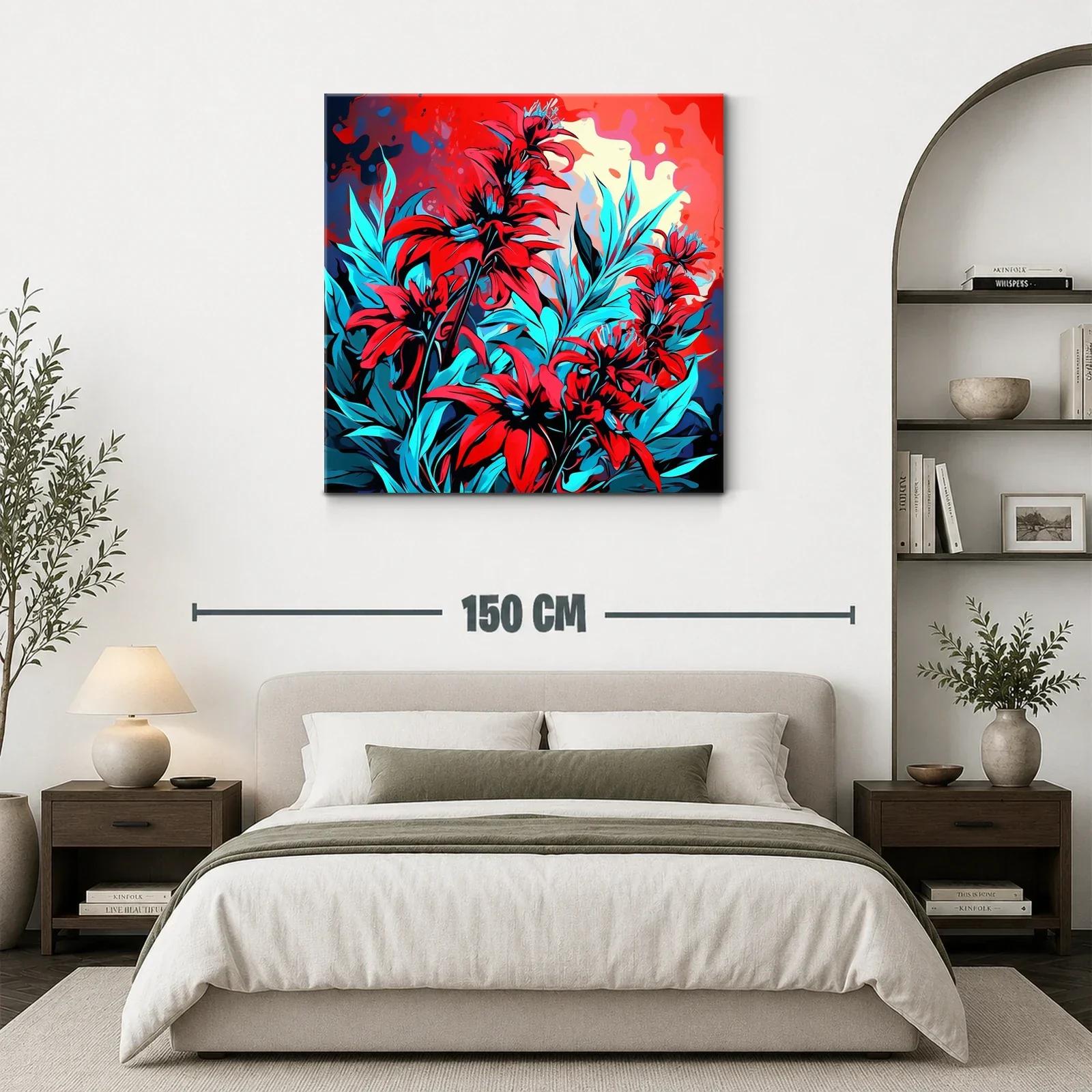 Vibrante composición floral en tonos rojos y azules eléctricos — miniatura 3