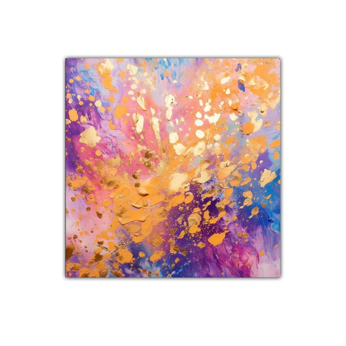Cuadro abstracto con vibrantes tonos dorados y púrpuras — imagen principal