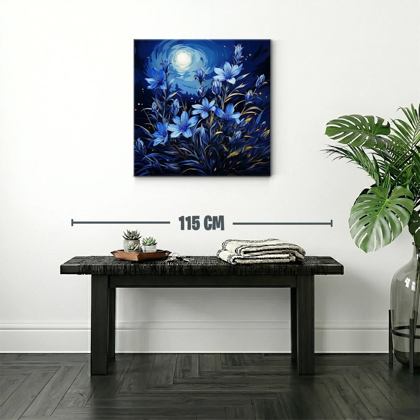 Ramo de flores azules bajo la luna brillante — miniatura 2