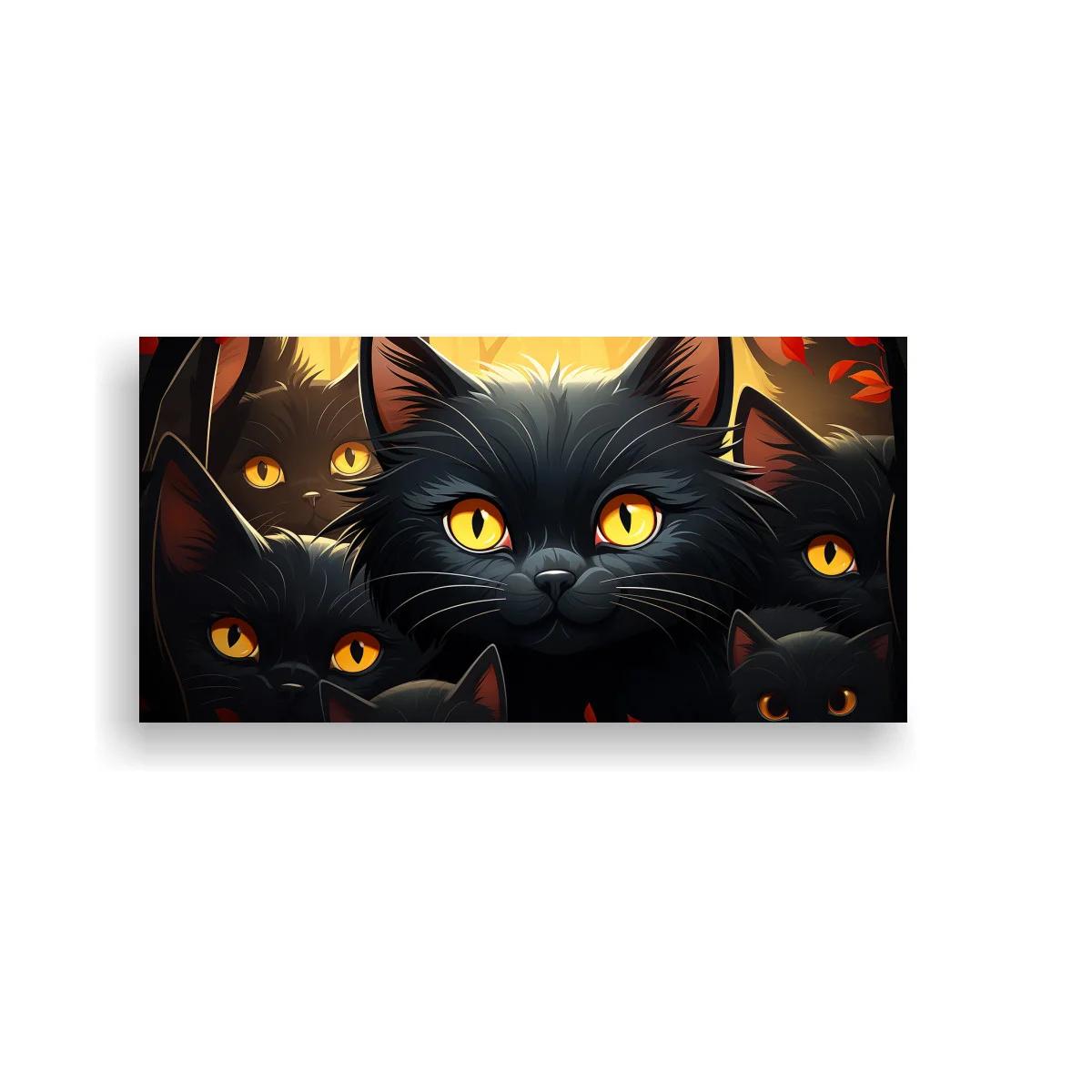 Cuadro gatos negros de ojos amarillos entre sombras — imagen principal