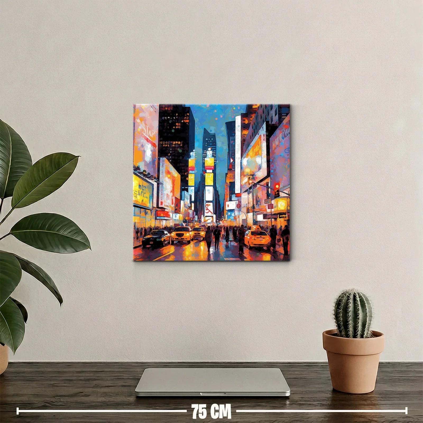 Escena urbana vibrante de ciudad iluminada por la noche — miniatura 2