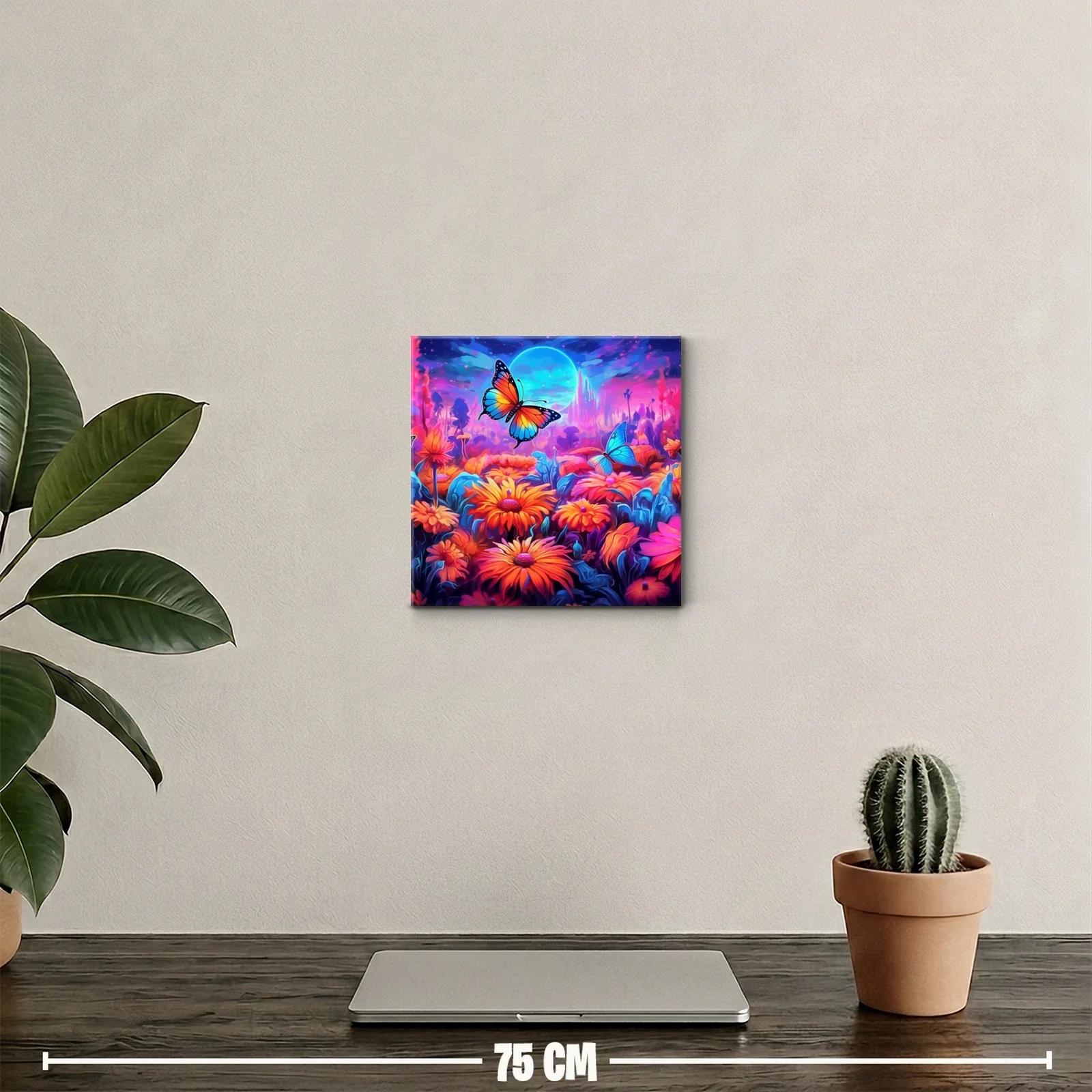 Colorido jardín de mariposas con luz de luna azul — miniatura 2