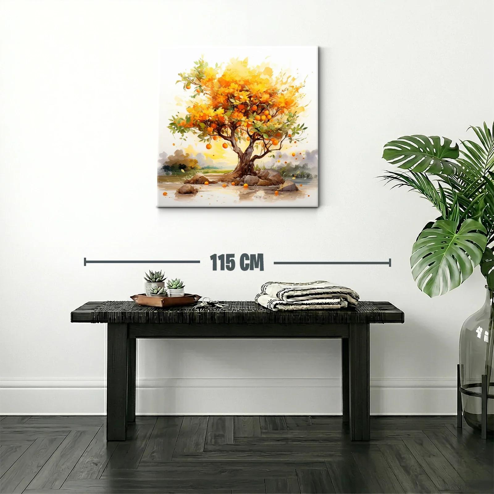 Árbol de naranjas iluminado en vibrantes tonos cálidos — miniatura 2