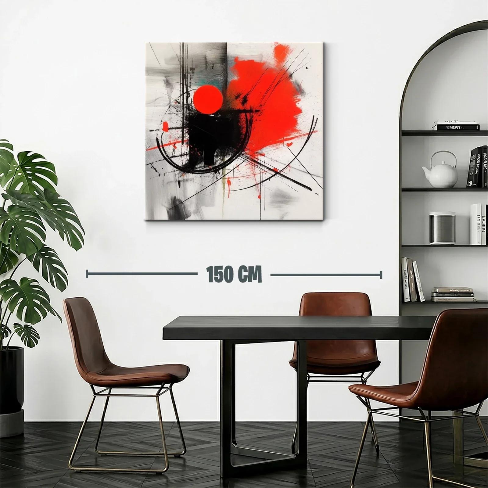 Composición abstracta con círculos rojos y trazos dinámicos — miniatura 2