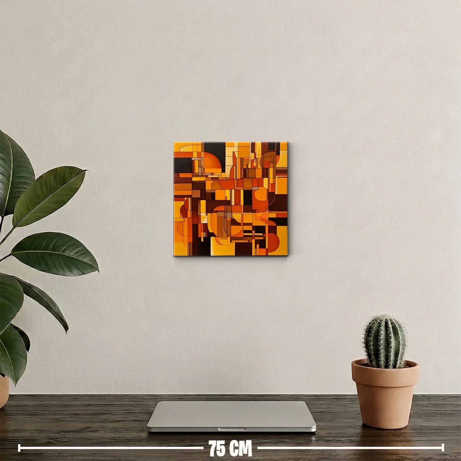Cuadro abstracto con formas geométricas en tonos cálidos — miniatura 2