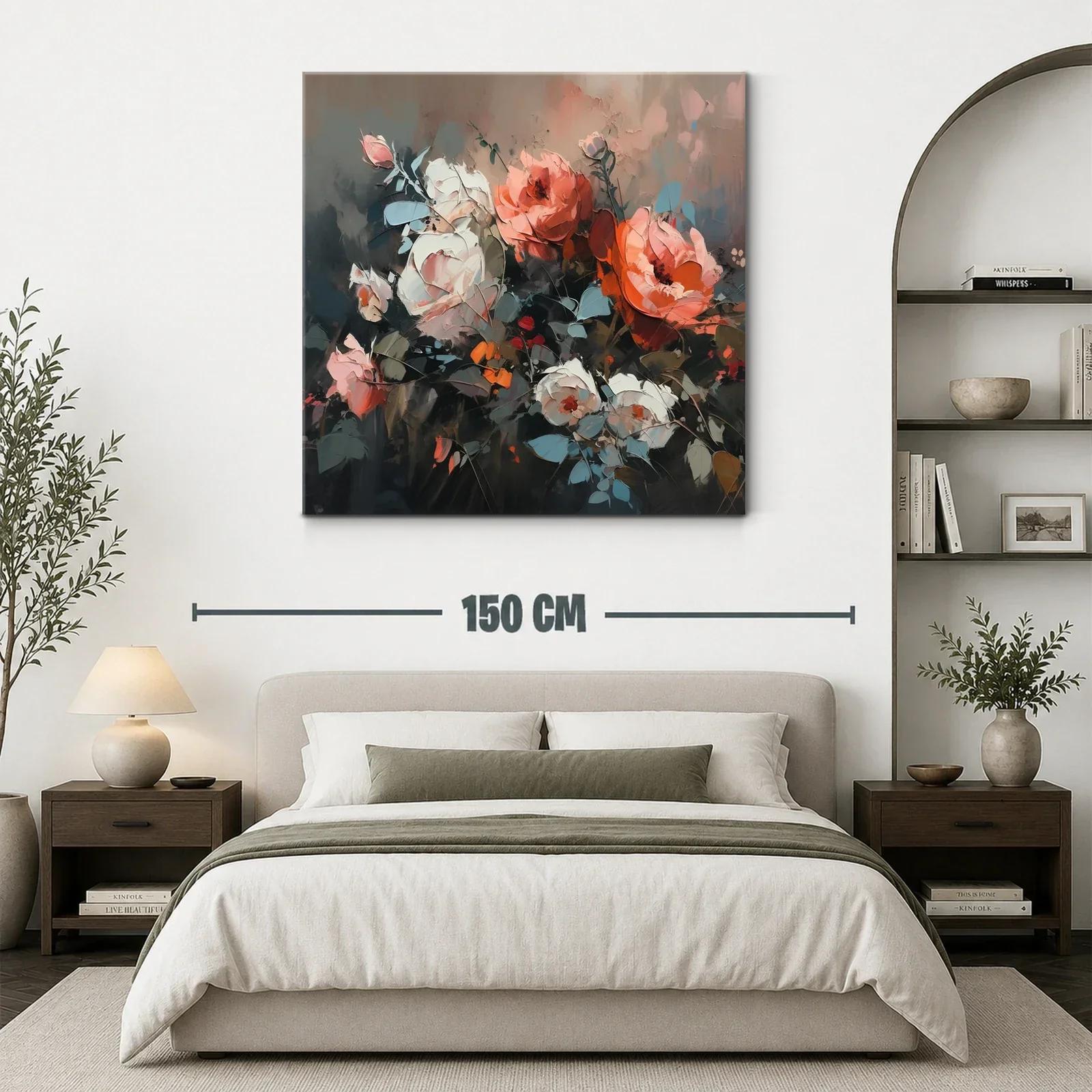Cuadro floral con tonos cálidos y contraste elegante — miniatura 3