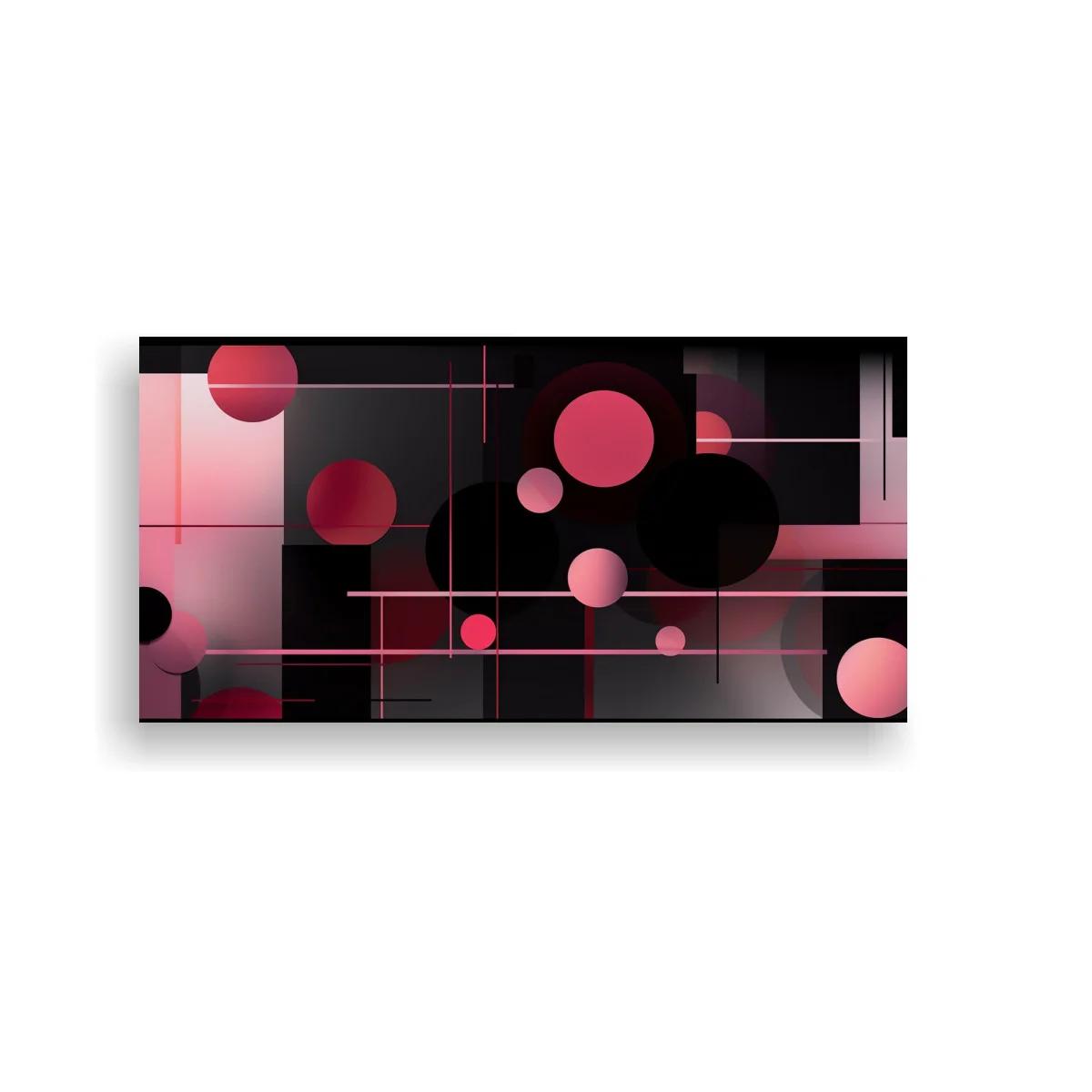 Cuadro composición geométrica con círculos rosas y retícula — imagen principal