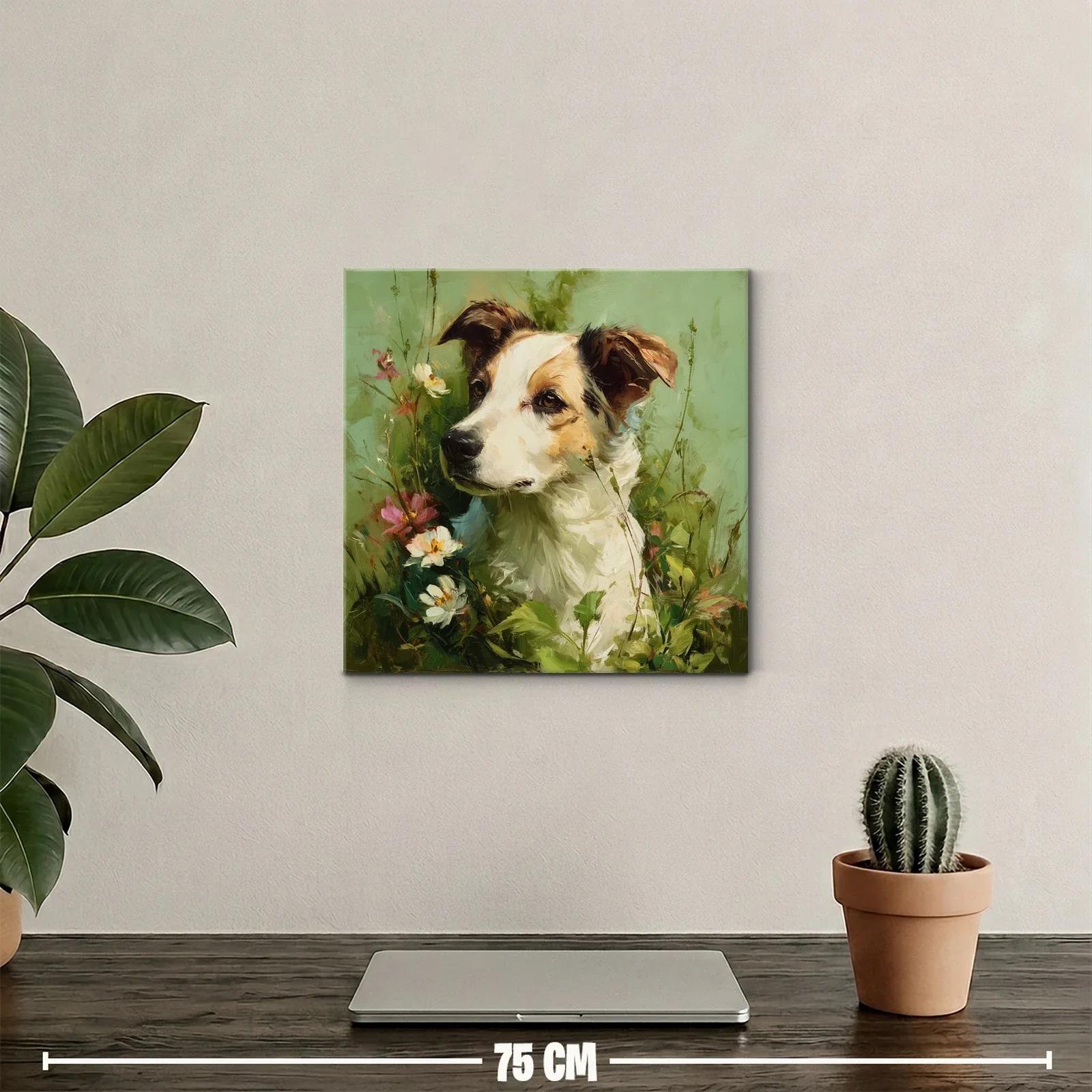 Retrato delicado de perro rodeado de flores naturales — miniatura 2