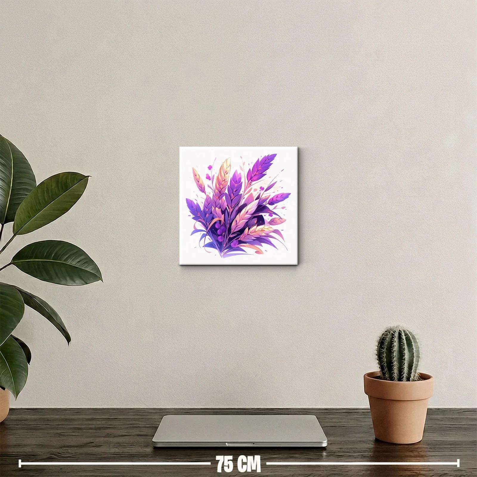 Cuadro decorativo con elegante ramo en tonos violetas y dorados — miniatura 2