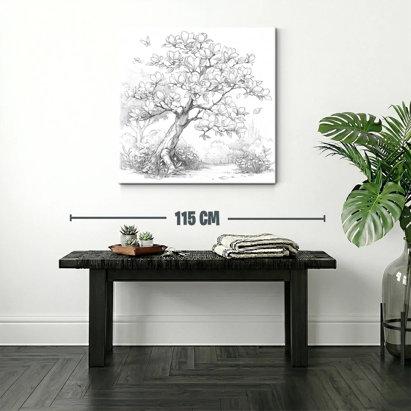 Árbol de magnolia en dibujo delicado y natural — miniatura 2
