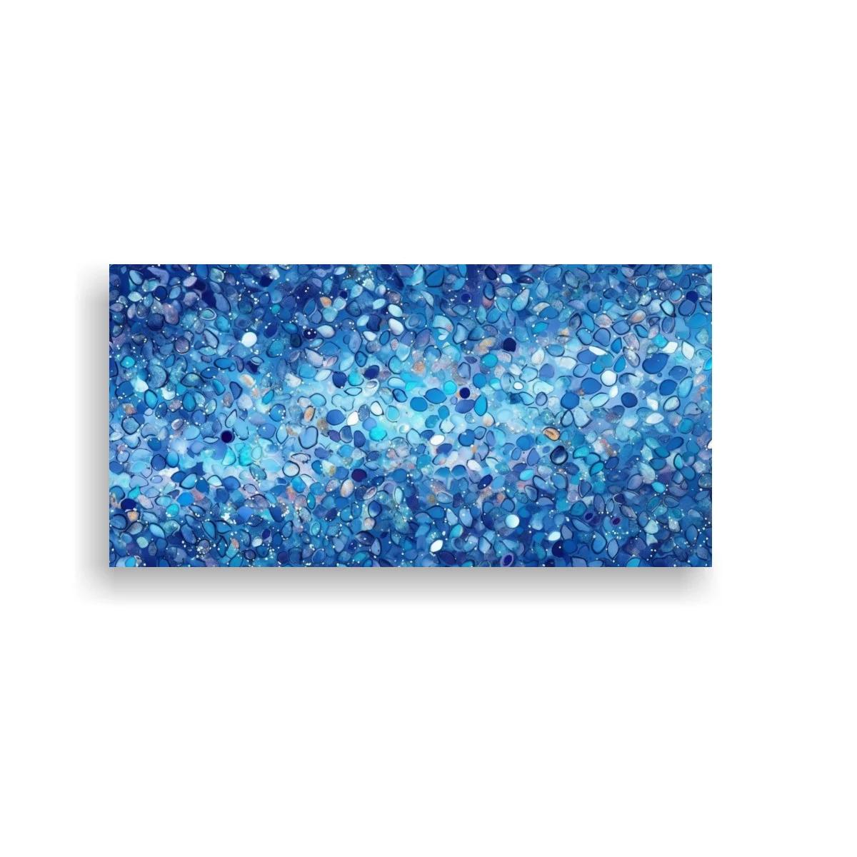 Cuadro mosaico abstracto azul con franja ondulante — imagen principal