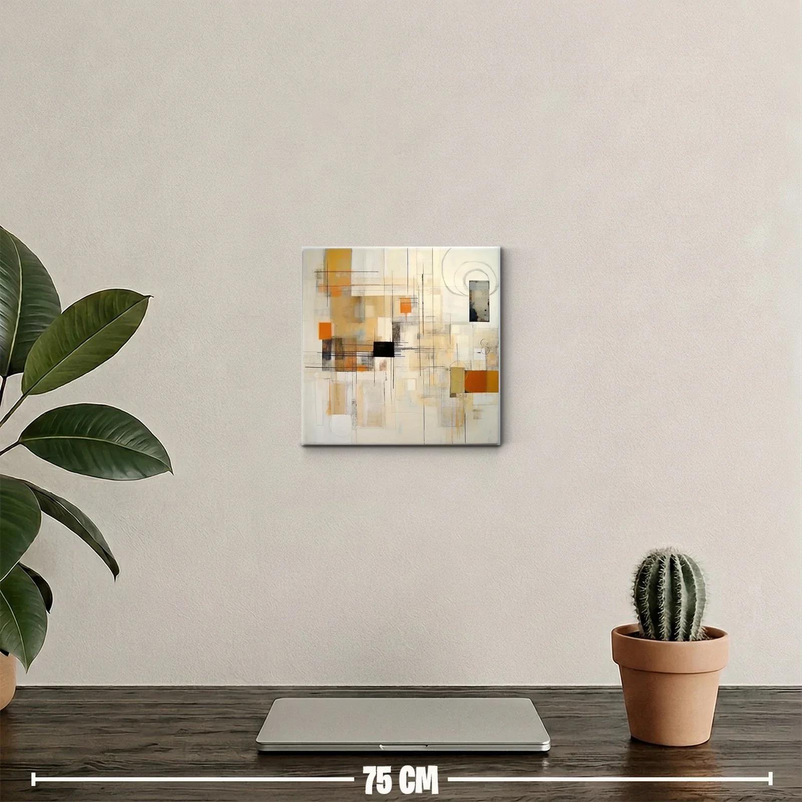 Composición abstracta en tonos cálidos y líneas minimalistas — miniatura 2