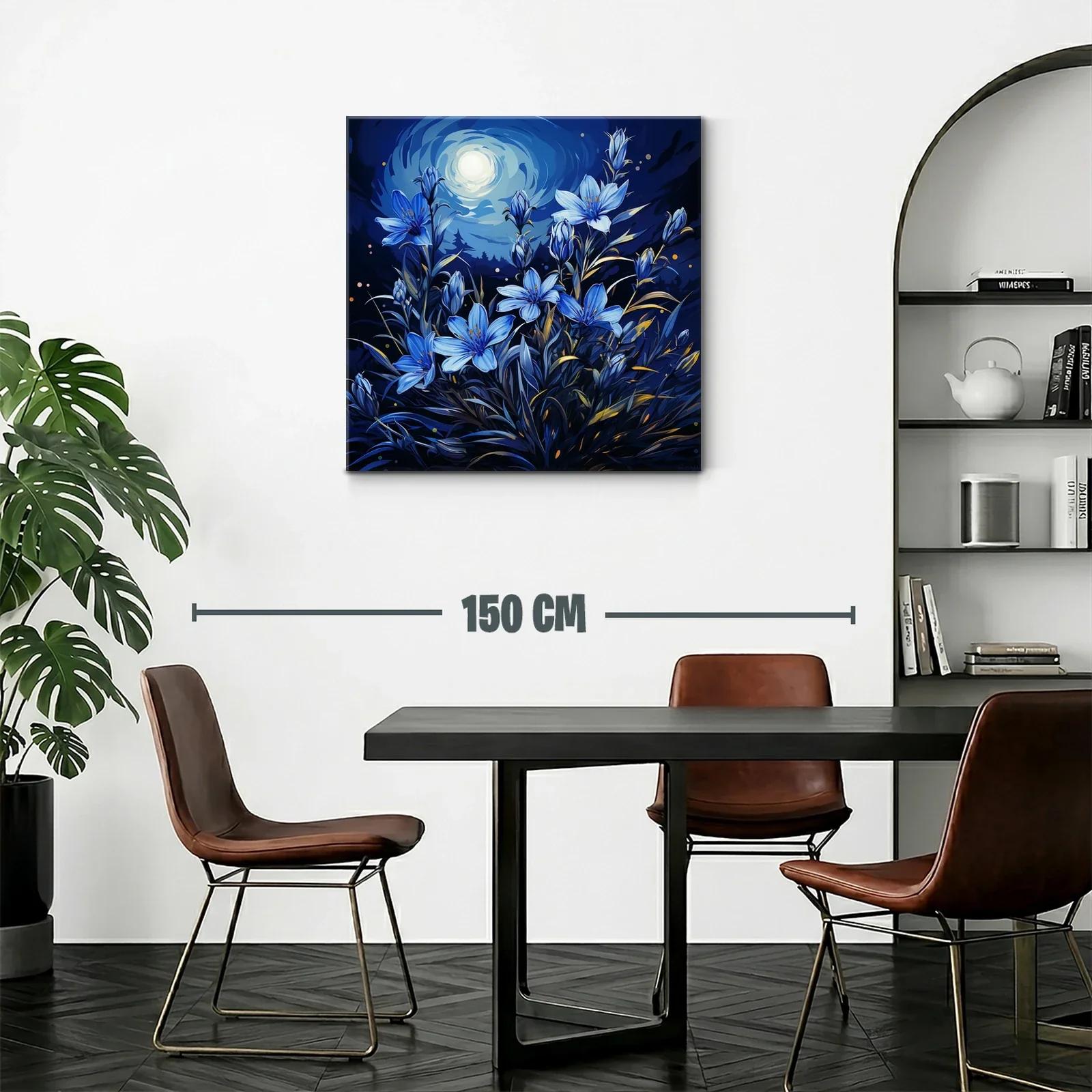 Ramo de flores azules bajo la luna brillante — miniatura 2