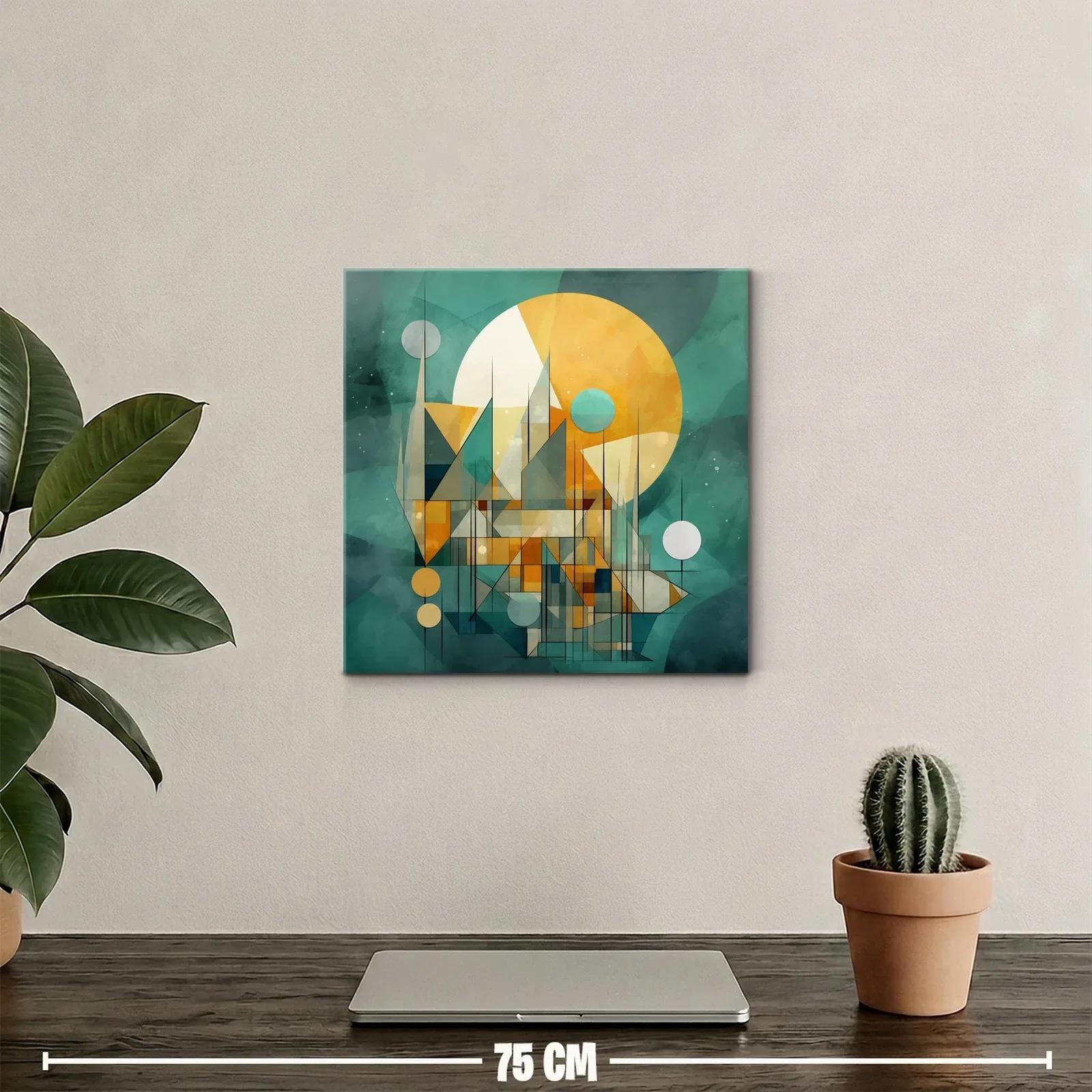 Composición geométrica en tonos dorados y verdes — miniatura 2