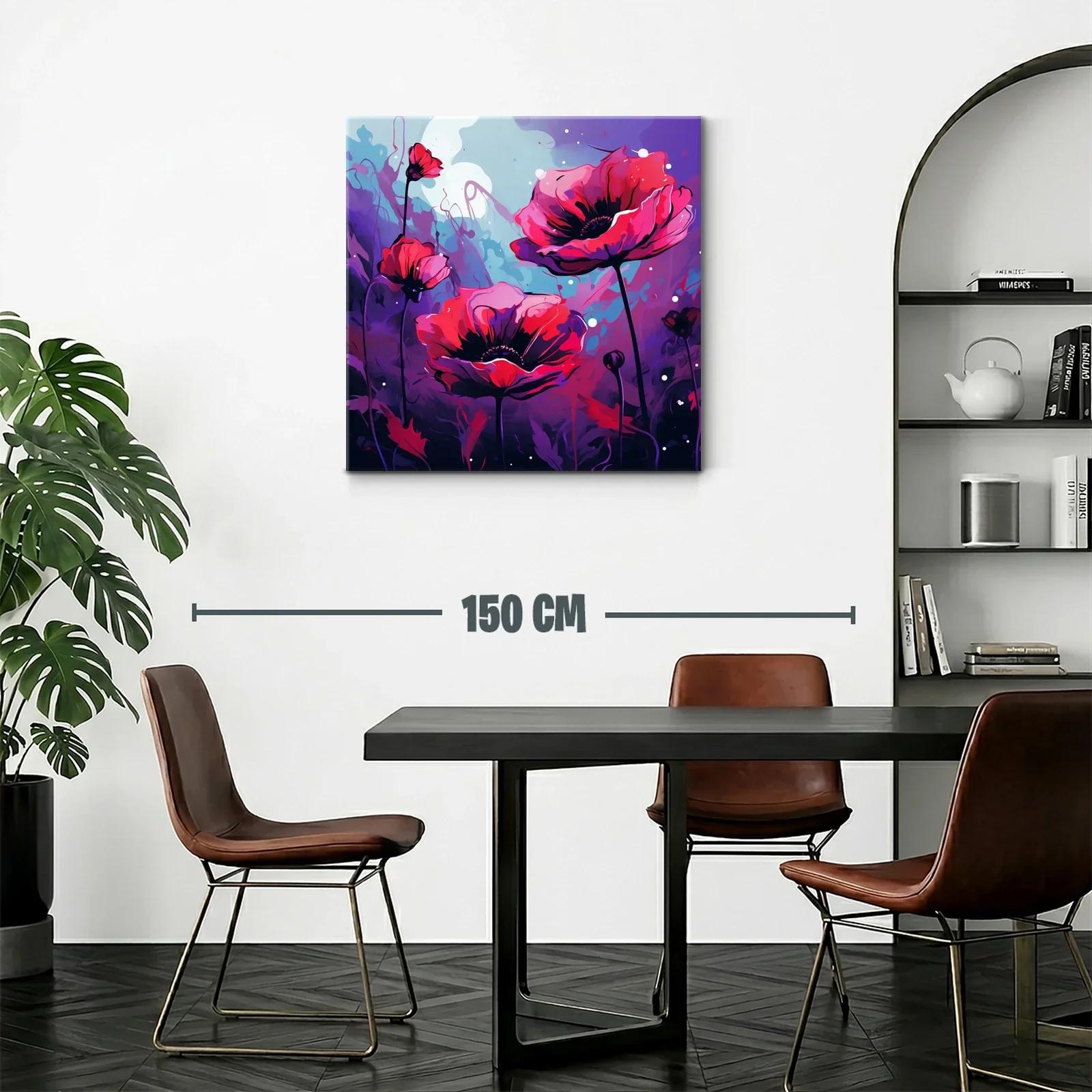 Flores rojas vibrantes sobre fondo púrpura y azul — miniatura 2