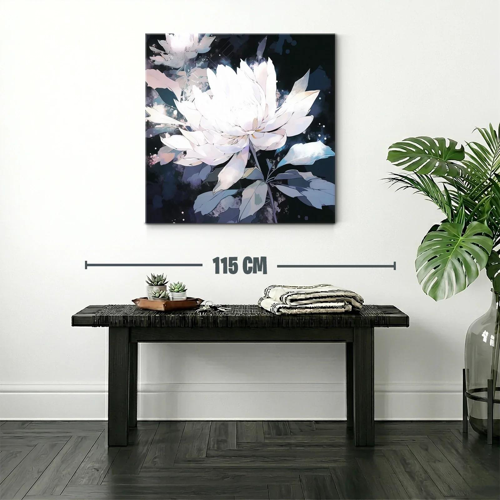 Cuadro Floral Blanco con Fondo Oscuro y Detalles Elegantes — miniatura 2