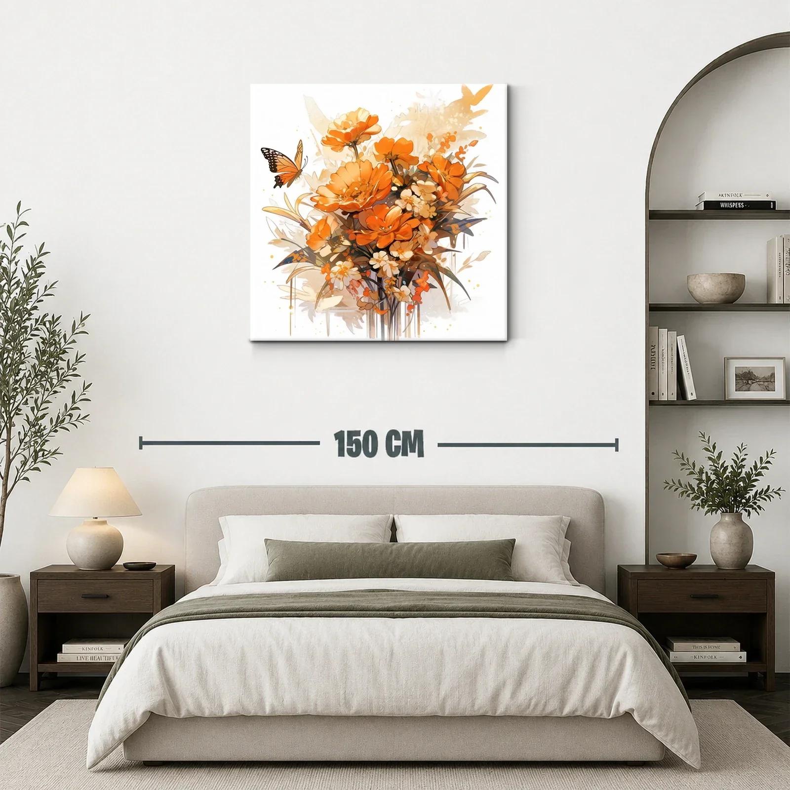 Ramo vibrante de flores naranjas con mariposa delicada — miniatura 3