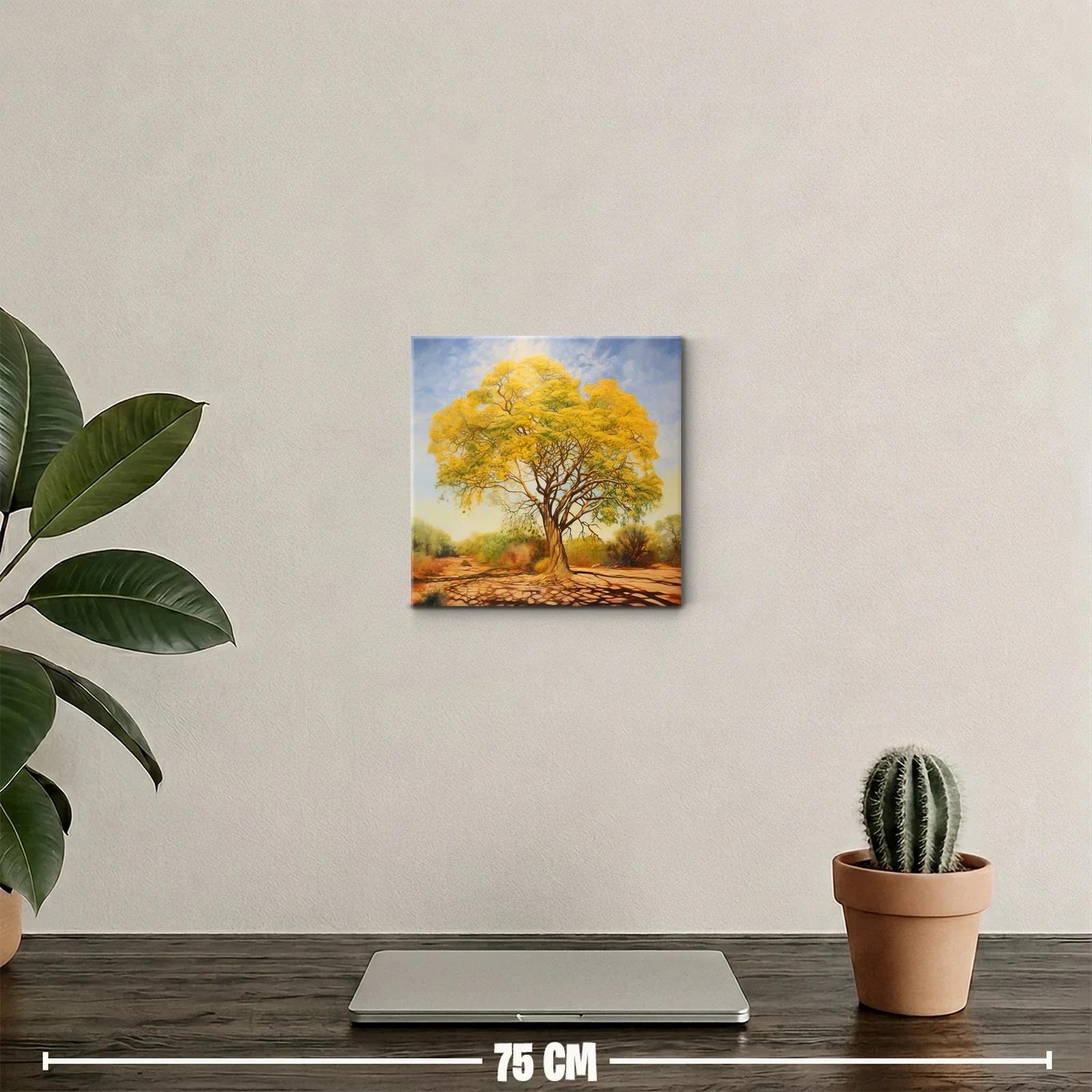 Árbol Dorado en Paisaje de Luz y Sombra Cálida — miniatura 2