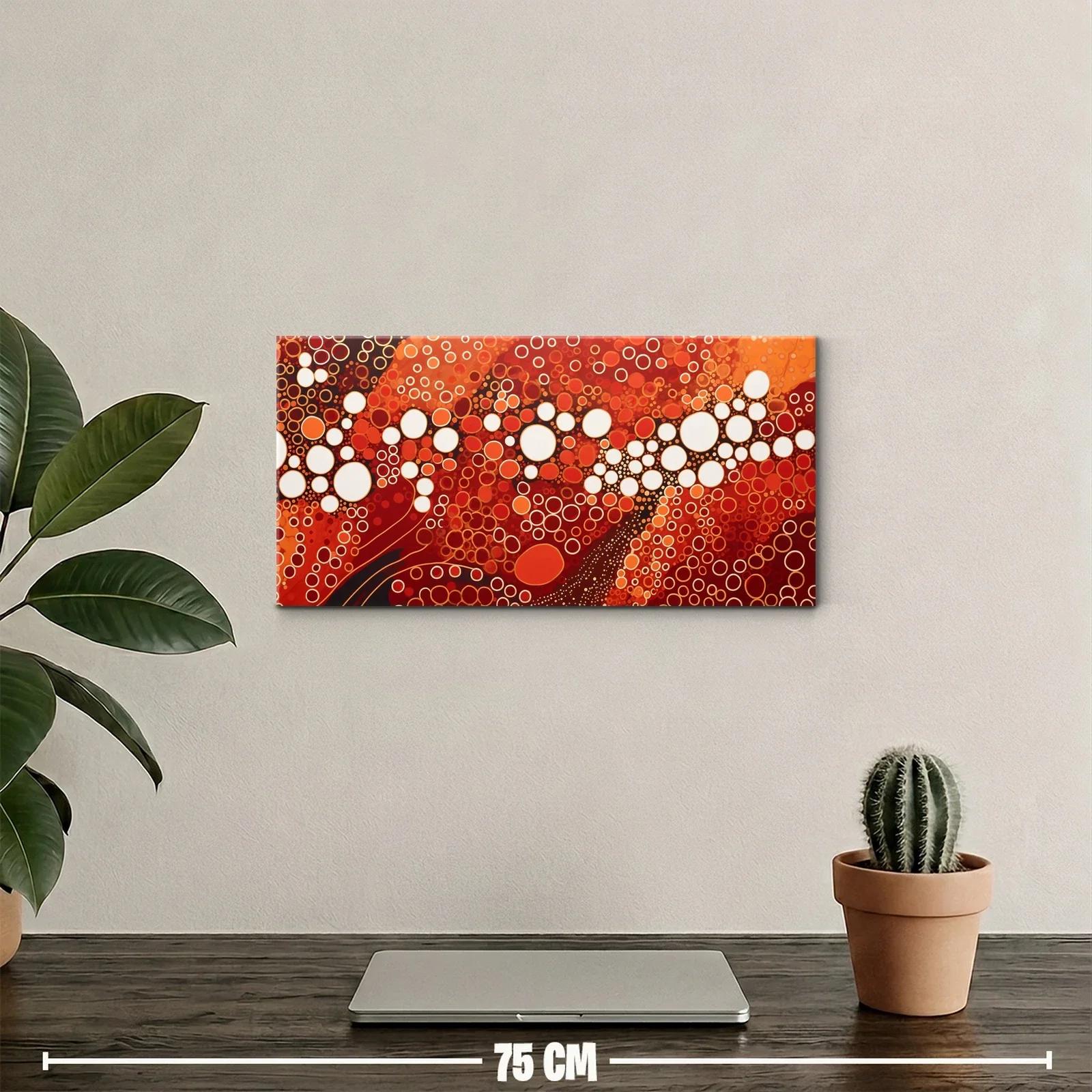 Cuadro patrón de círculos orgánicos en rojo coral y marrón — miniatura 2