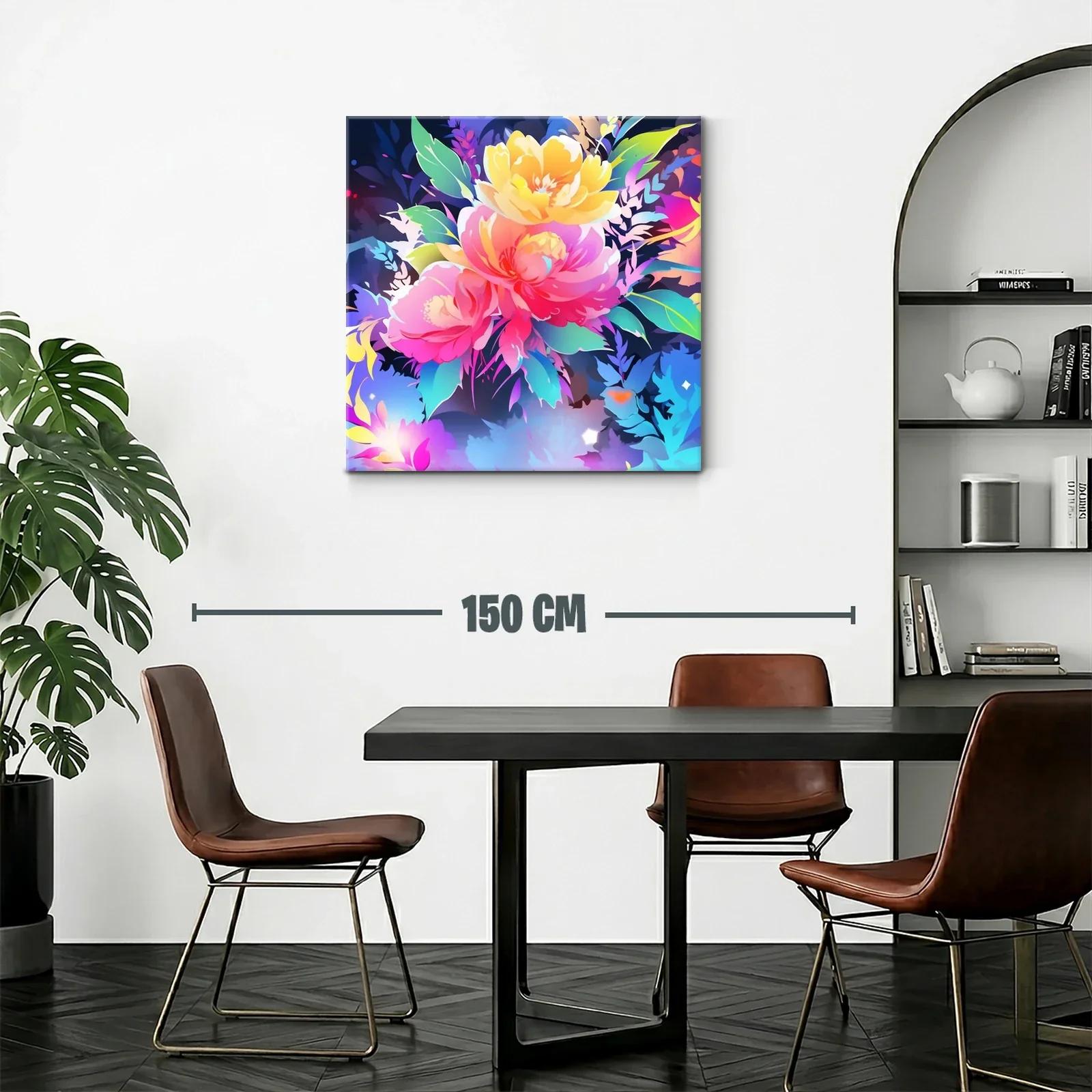 Cuadro vibrante con flores en tonos intensos y contrastantes — miniatura 2