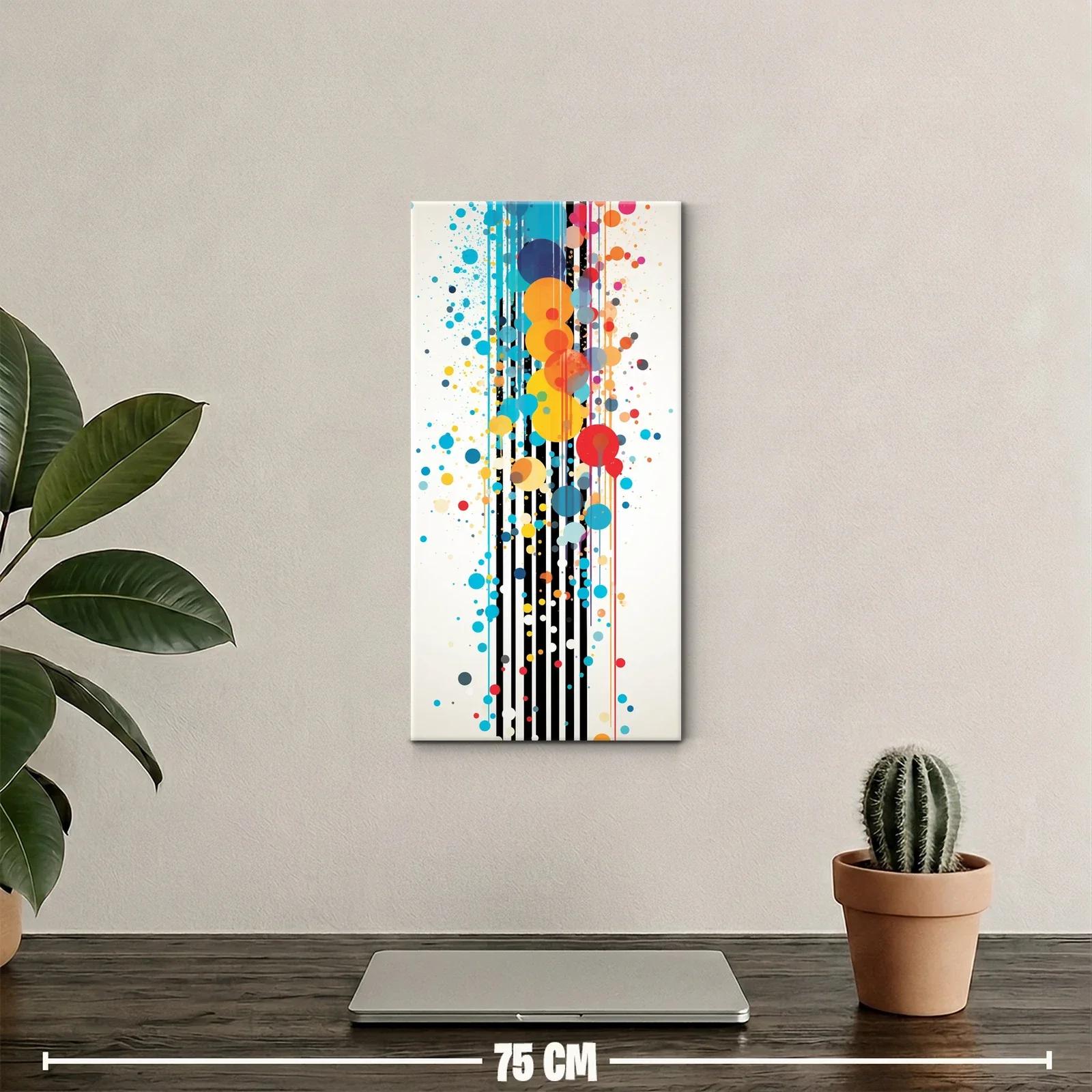 Cuadro abstracto de salpicaduras y líneas verticales — miniatura 2