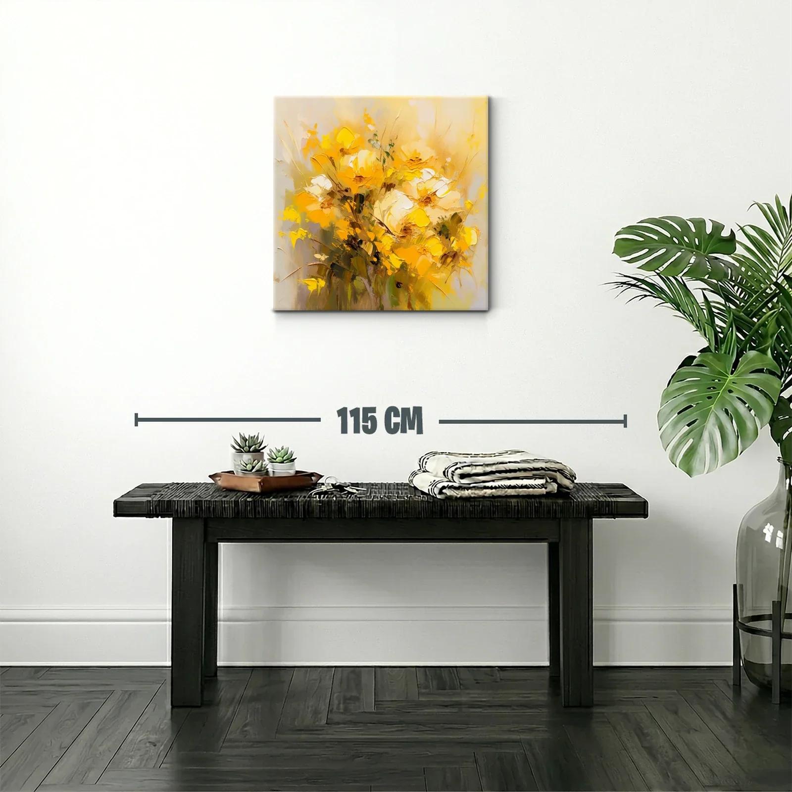 Cuadro floral con bouquet vibrante en tonos amarillos y ocres — miniatura 2