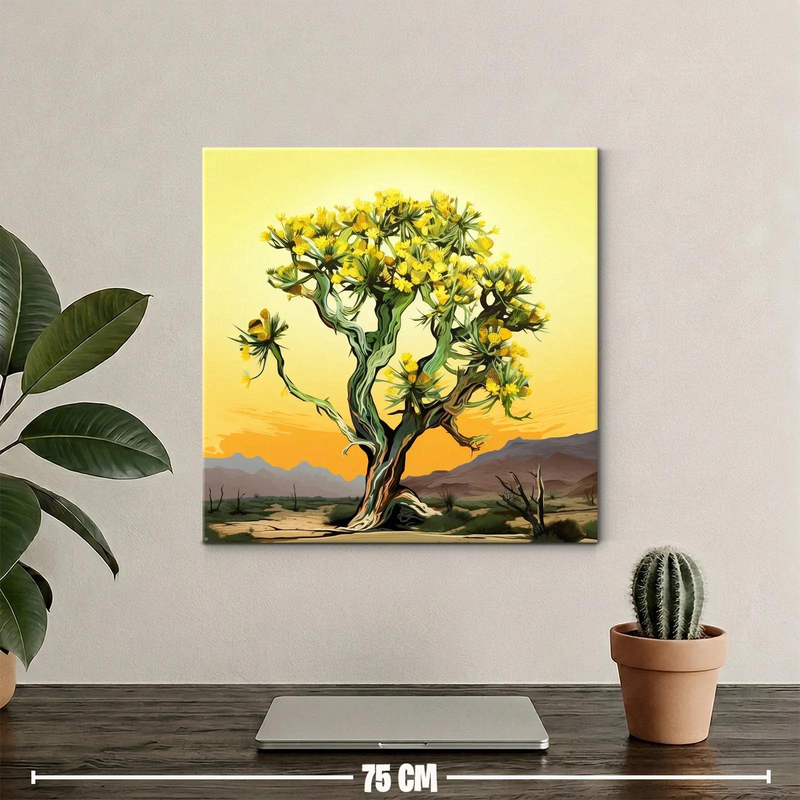 Árbol con flores amarillas en paisaje desértico al atardecer — miniatura 2
