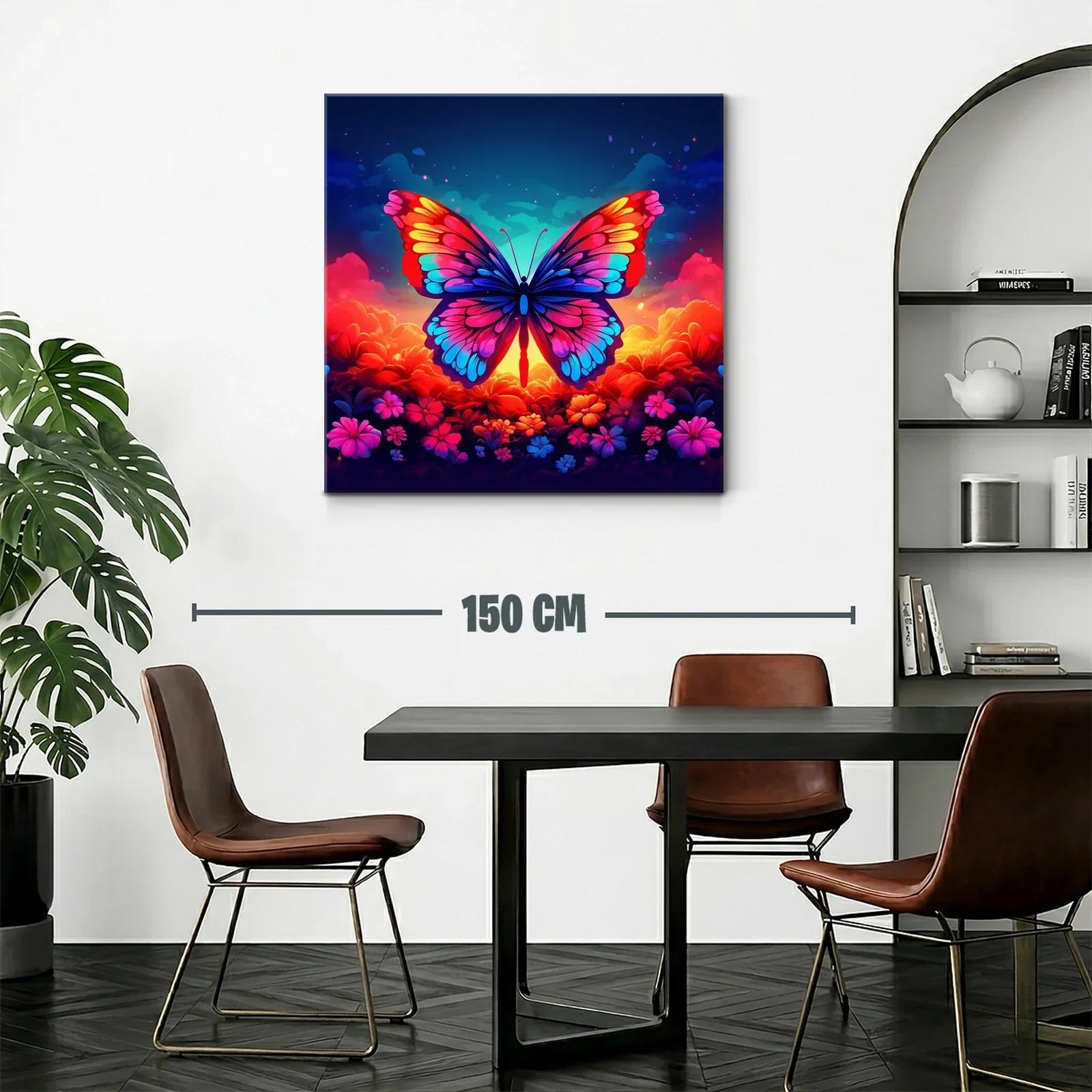 Mariposa vibrante sobre fondo floral al atardecer — miniatura 2