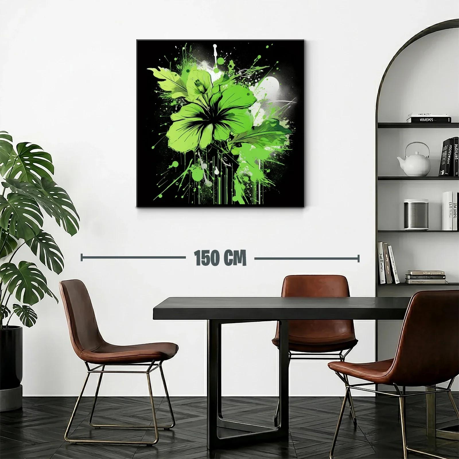 Flor verde vibrante con explosión artística sobre fondo oscuro — miniatura 2